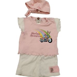 🎉 HPx2 🎉HARLEY DAVIDSON Pink Baby Girl 3 Piece Set - Size 0-6 Months - GUC